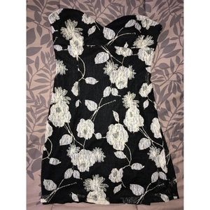 Black and white lace floral dress